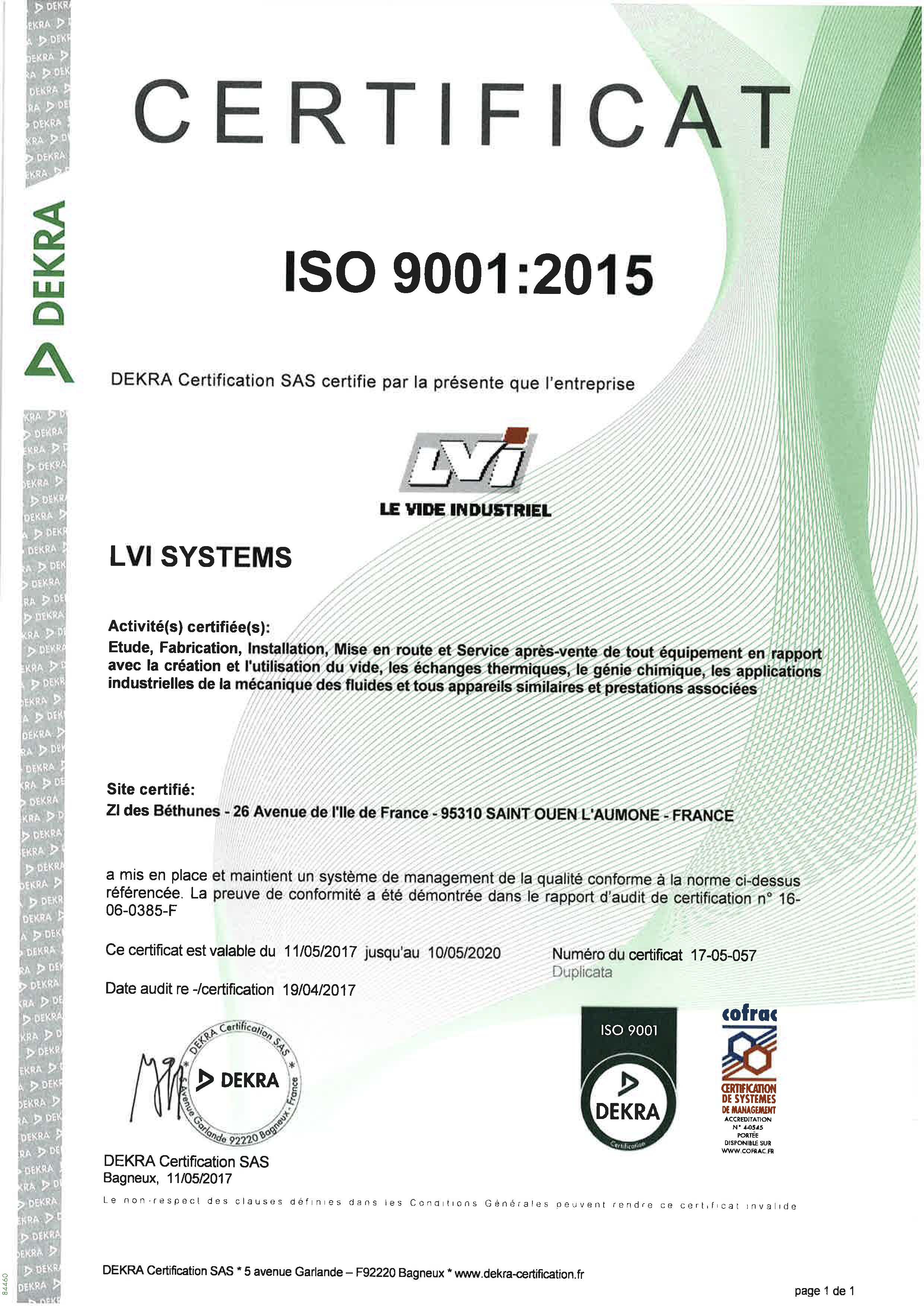 certificat iso